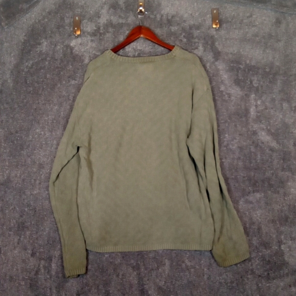 The Territory Ahead Green V-Neck Sweater Made In Italy Cotton Mens Large - Picture 3 of 8